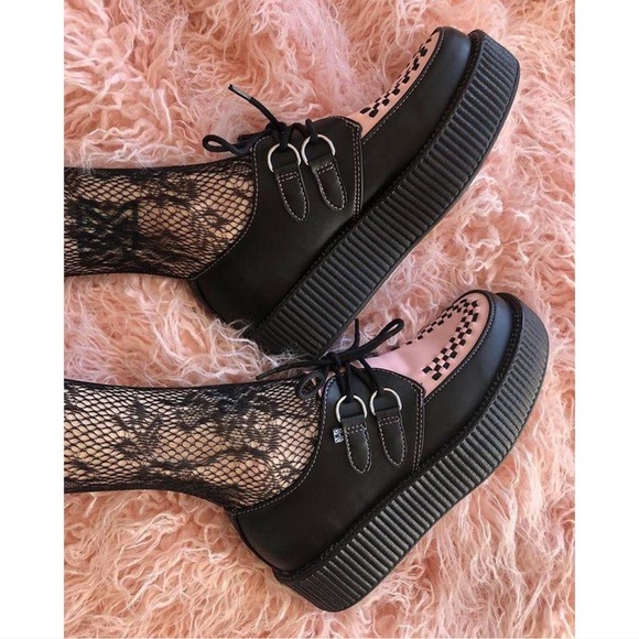 TUK black and pink Vida Mondo creeper shoes - Picture 1 of 6